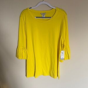 Aventura Sunny Yellow Ruffle Cuff Long Sleeve Tee
